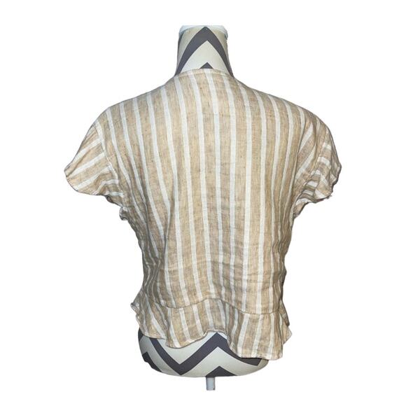 Revolve Tularosa Winnie Blouse Natural Stripe Shirt Linen Crop Top Large - Picture 5 of 7